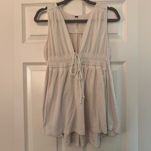 Sleeveless lace up free people white cami top